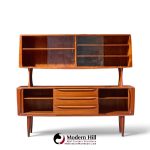 hos wulff mid century danish teak tambour door credenza and hutch