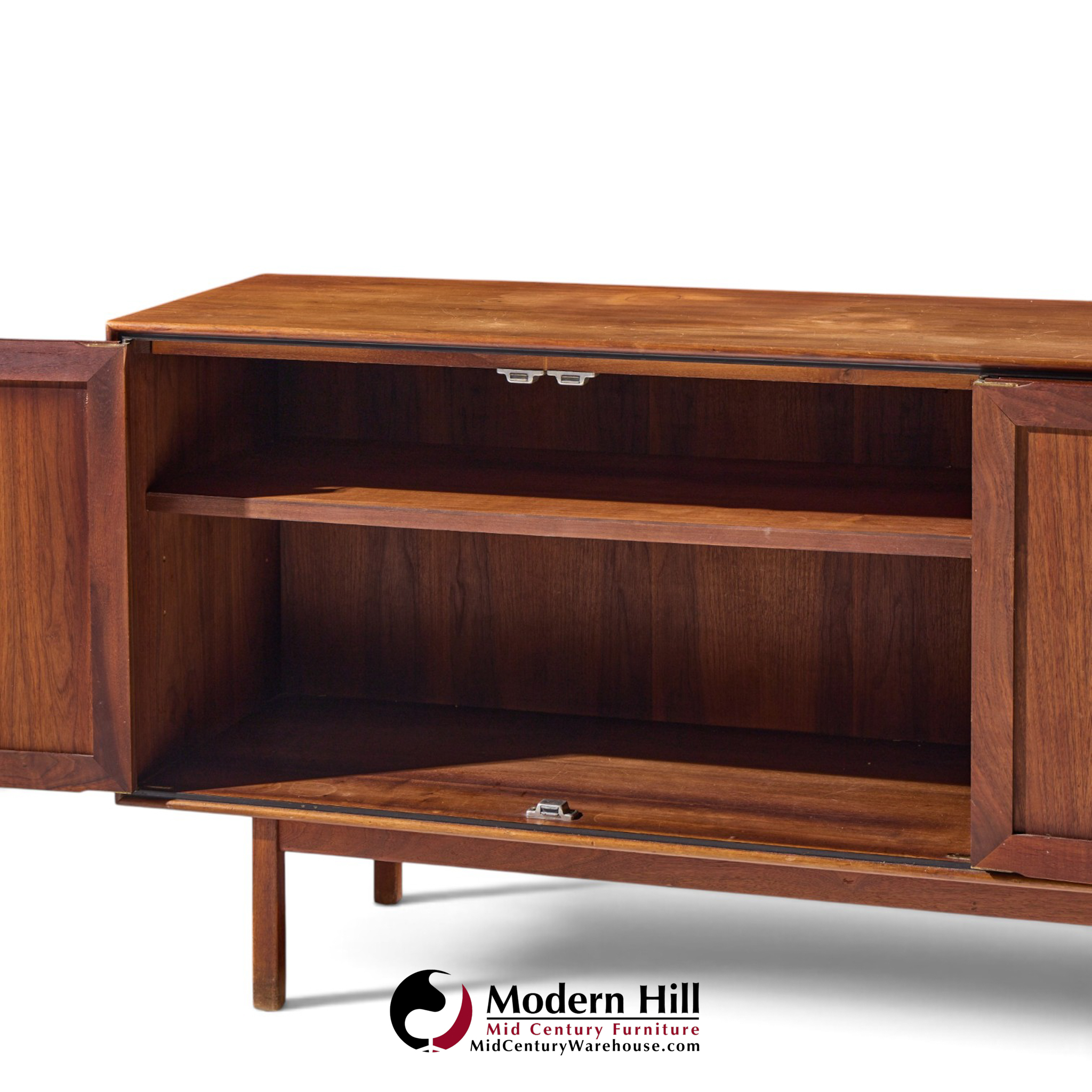 jack cartwright for founders mid century walnut and cane credenza