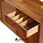 jack cartwright for founders mid century walnut and cane credenza