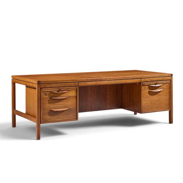 jens risom mid century walnut executive desk