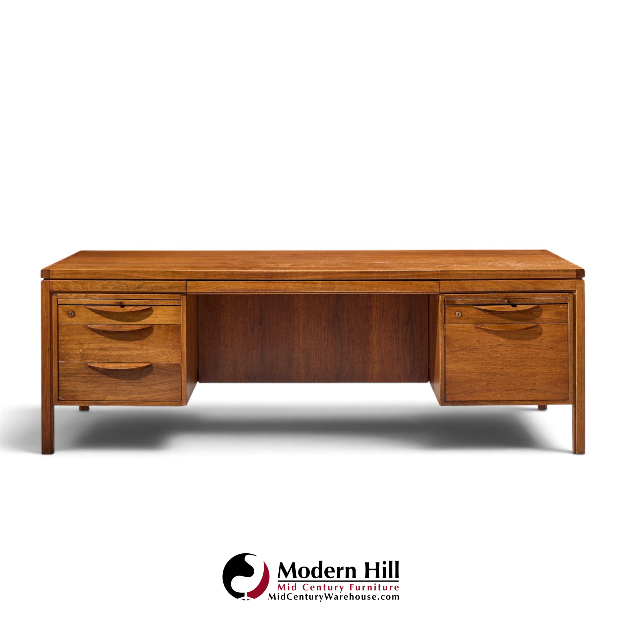 jens risom mid century walnut executive desk