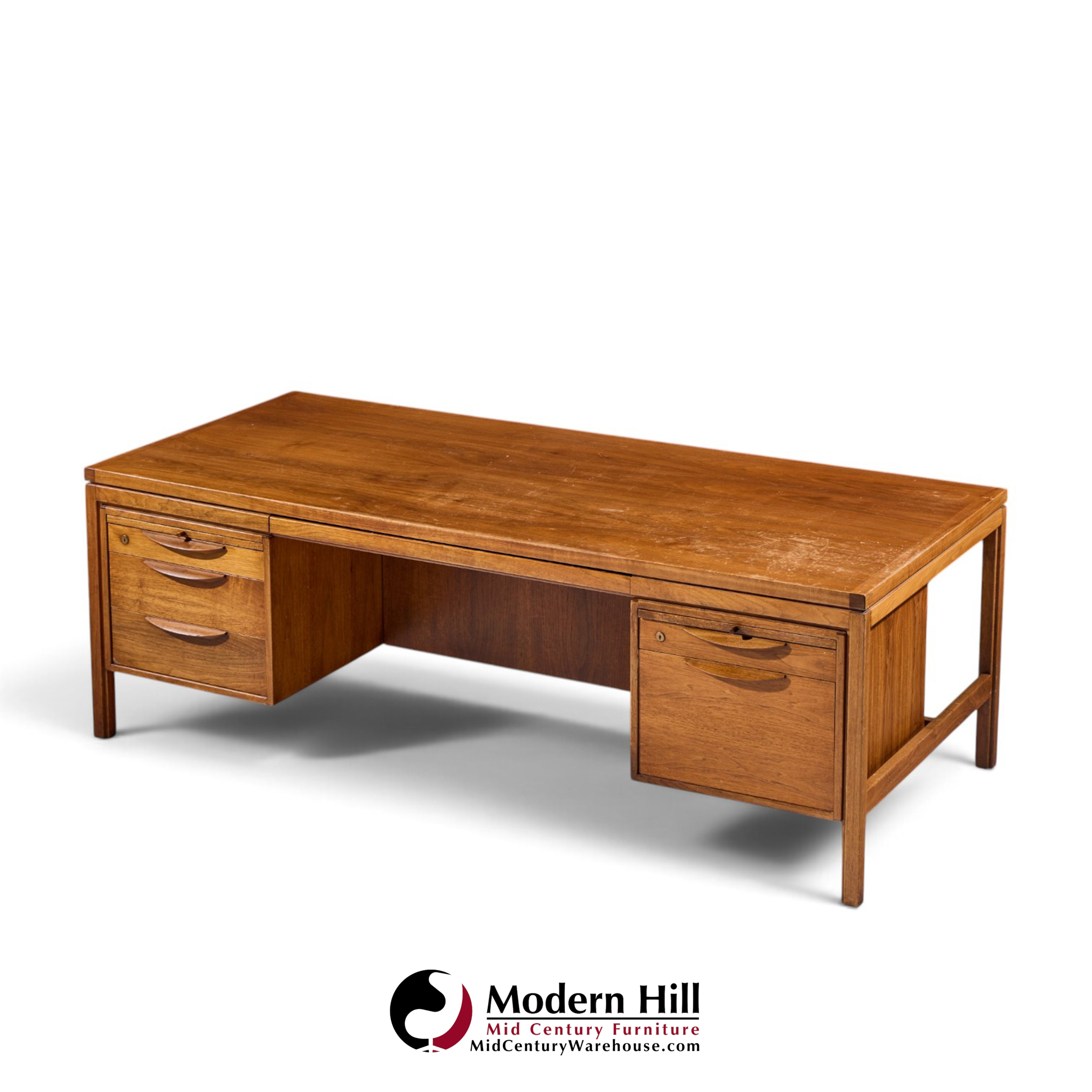 jens risom mid century walnut executive desk