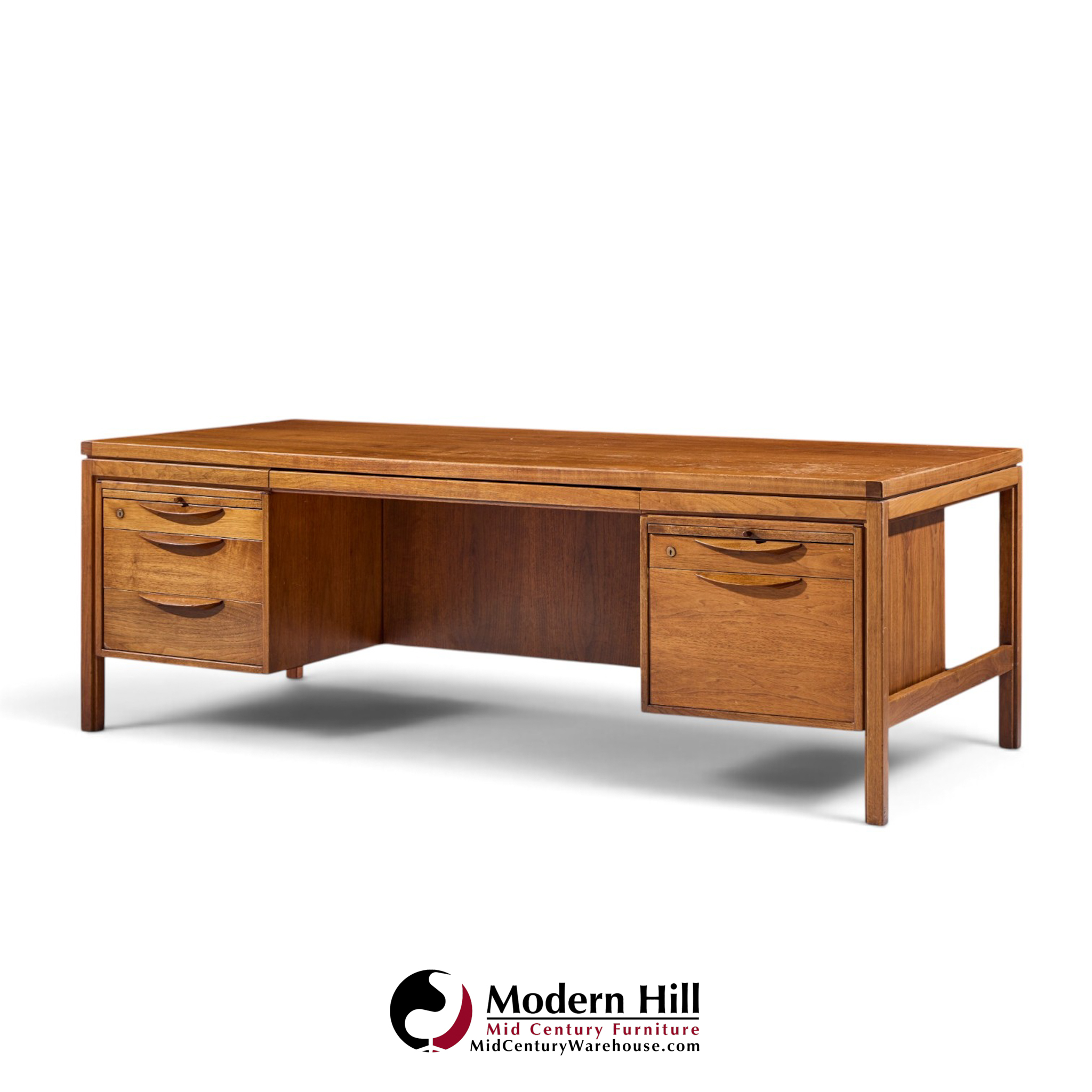 jens risom mid century walnut executive desk