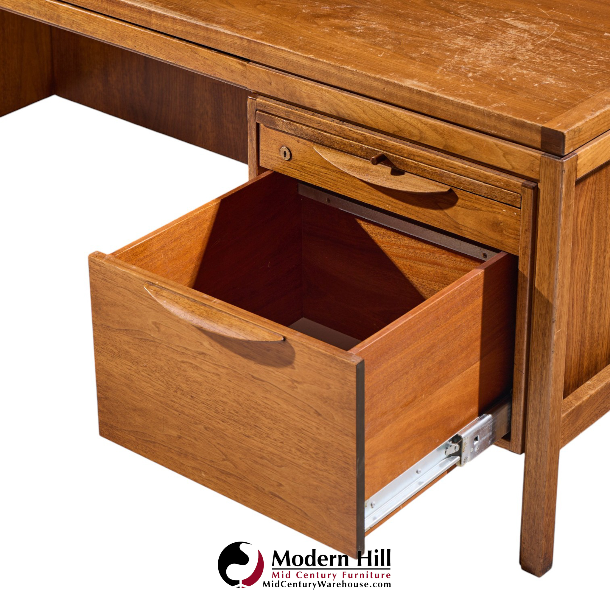 jens risom mid century walnut executive desk