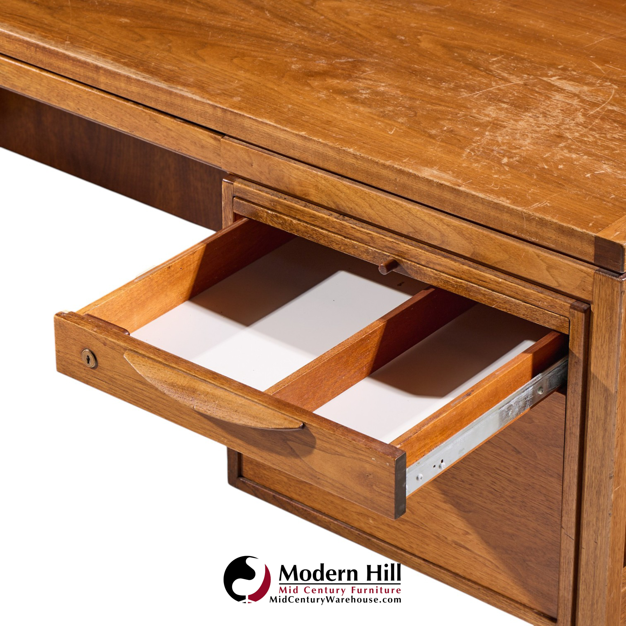 jens risom mid century walnut executive desk