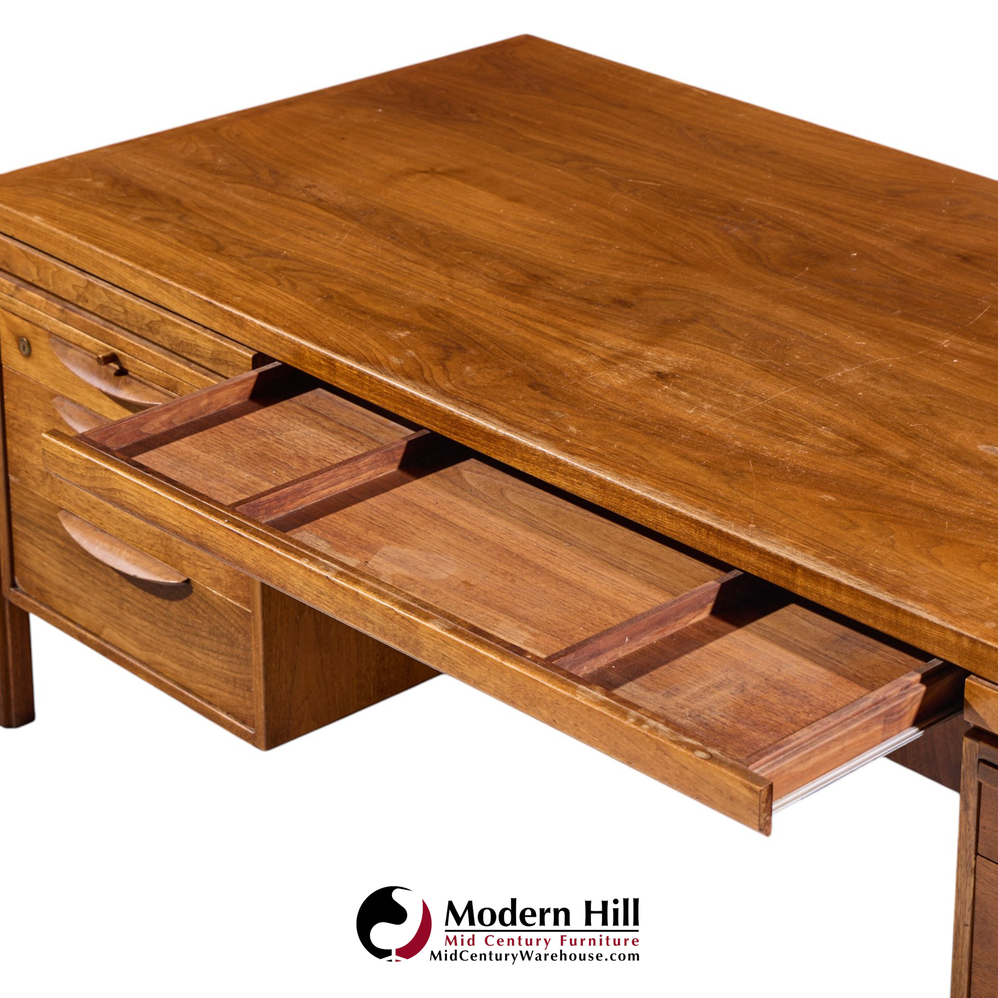 jens risom mid century walnut executive desk