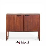 jens risom mid century walnut and marble top credenza