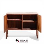 jens risom mid century walnut and marble top credenza