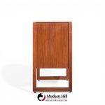 jens risom mid century walnut and marble top credenza