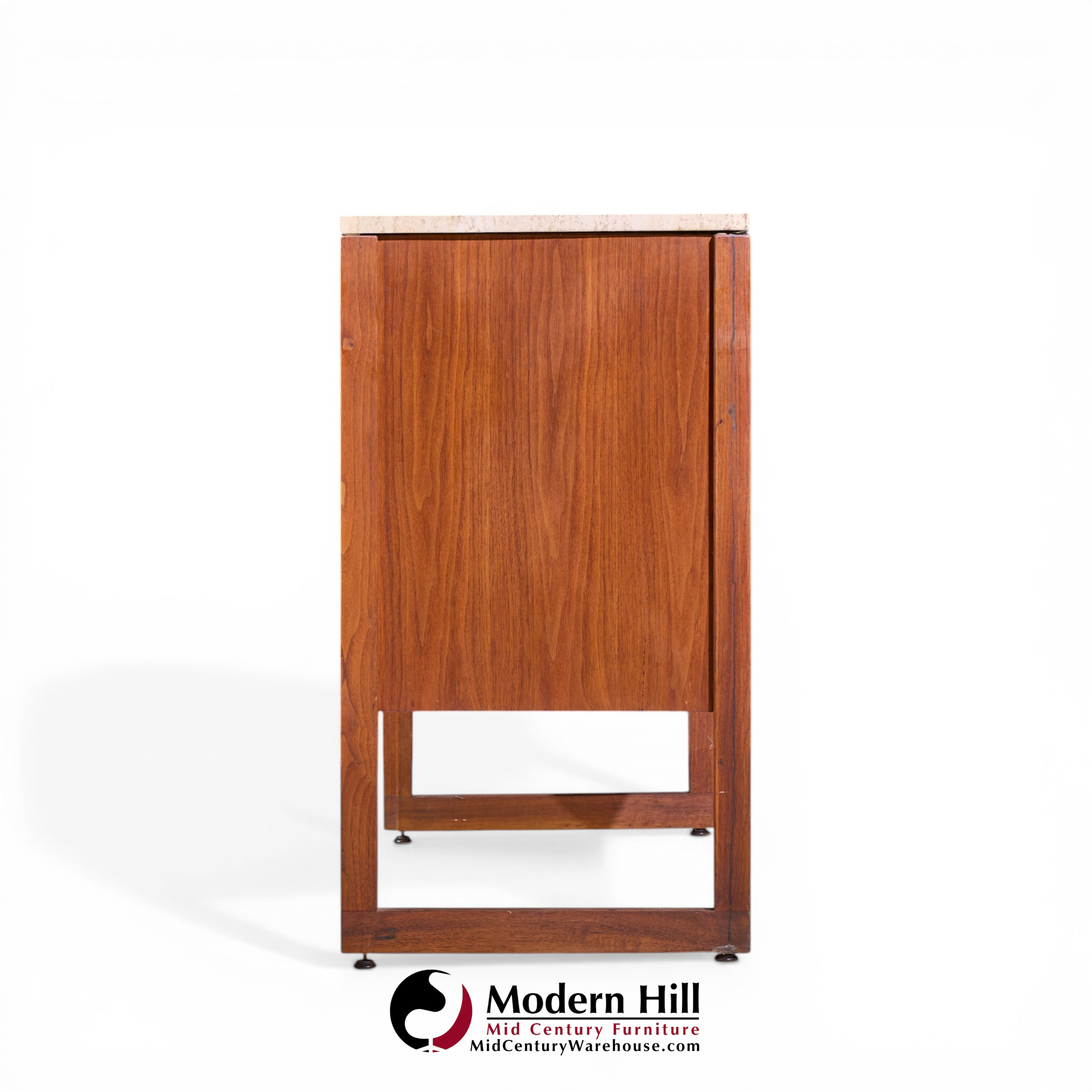 jens risom mid century walnut and marble top credenza
