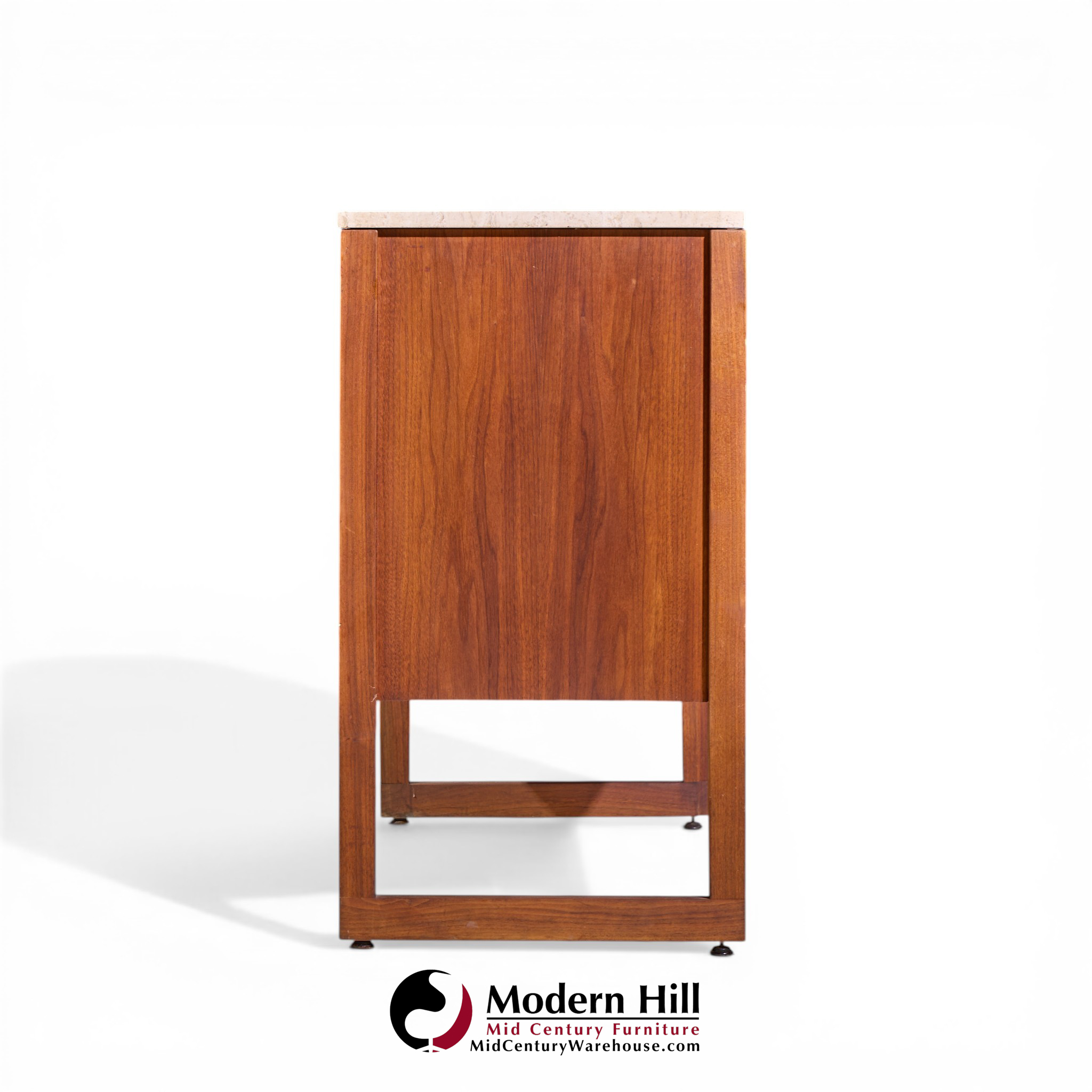 jens risom mid century walnut and marble top credenza