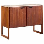 jens risom mid century walnut and marble top credenza