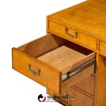 john widdicomb mid century burlwood and brass campaign executive desk