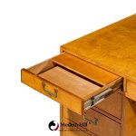 john widdicomb mid century burlwood and brass campaign executive desk