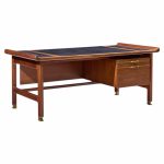 kofod larsen for selig megiddo queen of sheba african wenge wood and brass executive desk