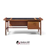 kofod larsen for selig megiddo queen of sheba african wenge wood and brass executive desk