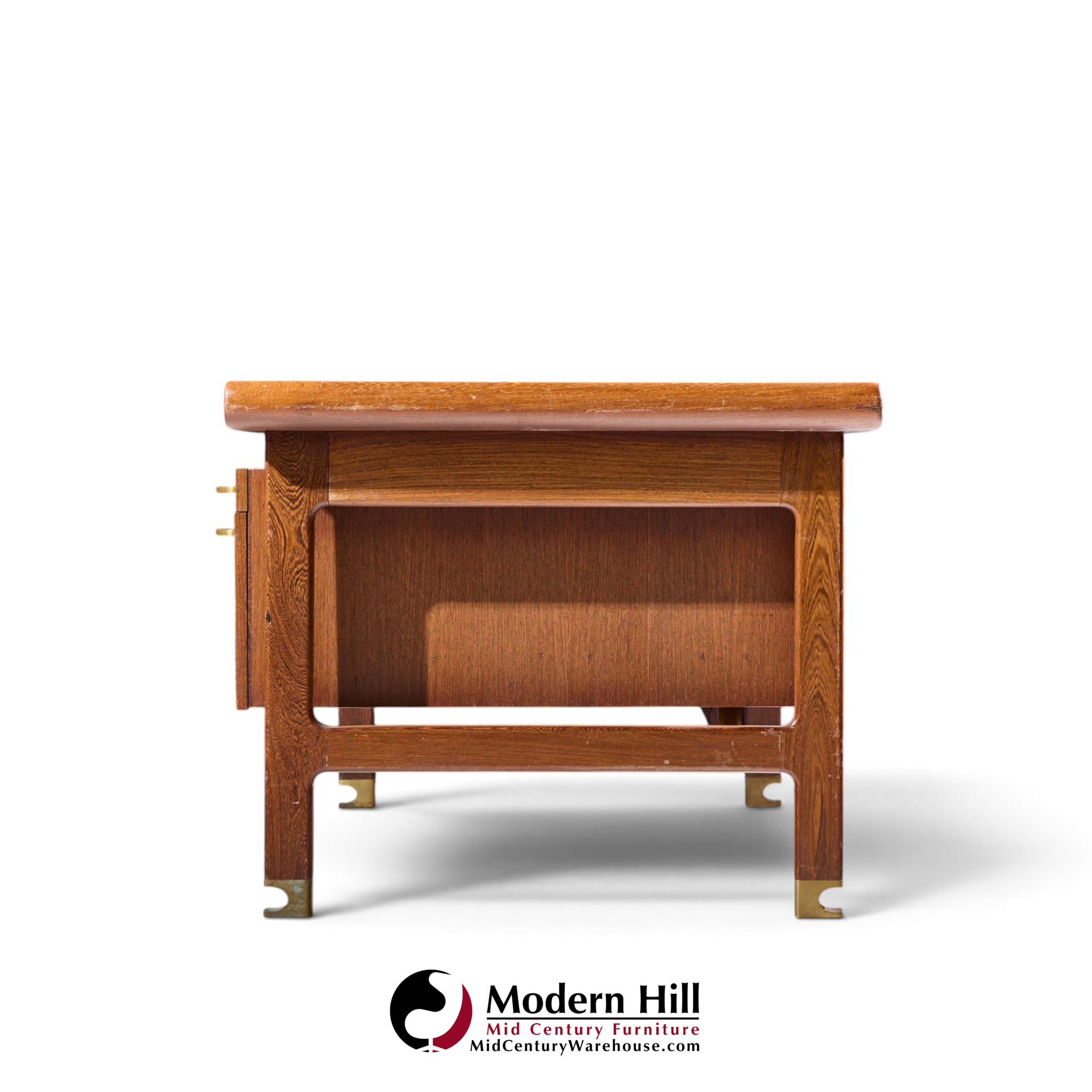 kofod larsen for selig megiddo queen of sheba african wenge wood and brass executive desk