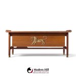 kofod larsen for selig megiddo queen of sheba african wenge wood and brass executive desk