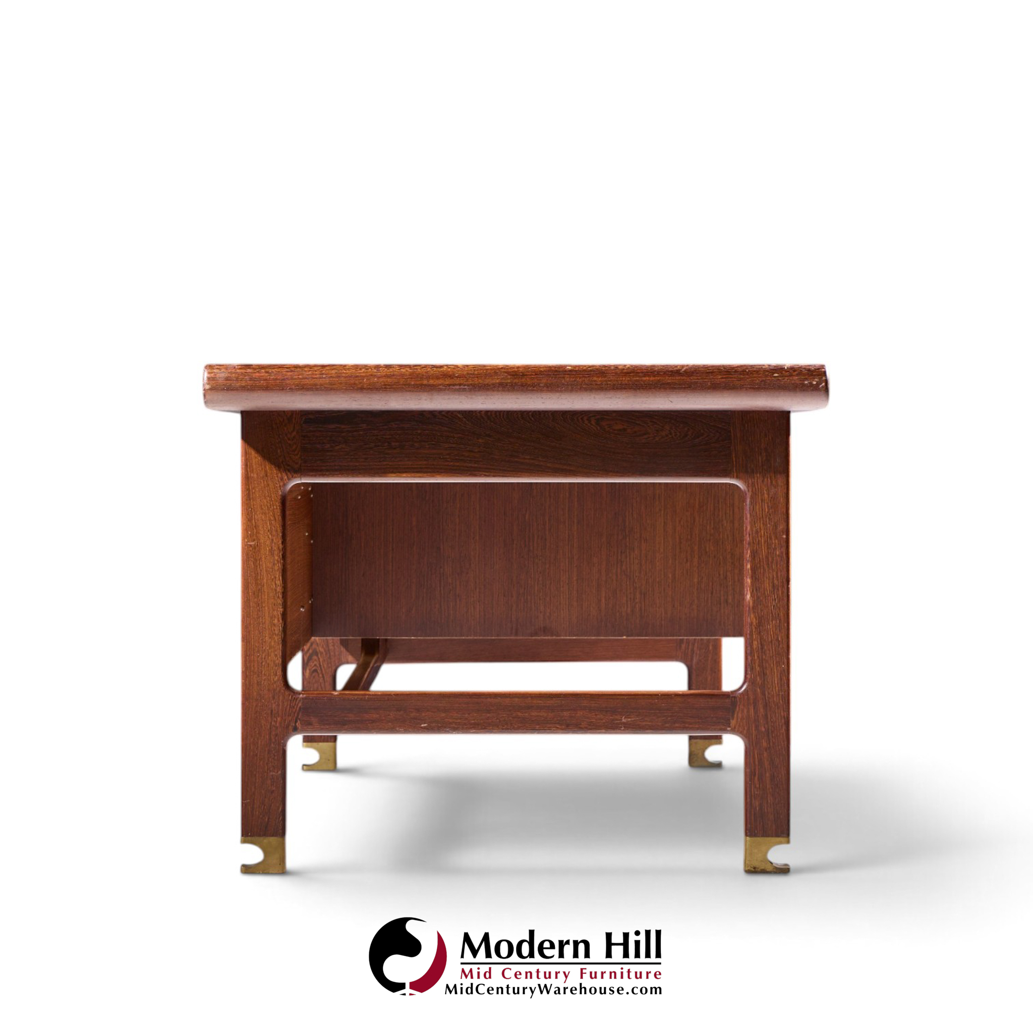 kofod larsen for selig megiddo queen of sheba african wenge wood and brass executive desk