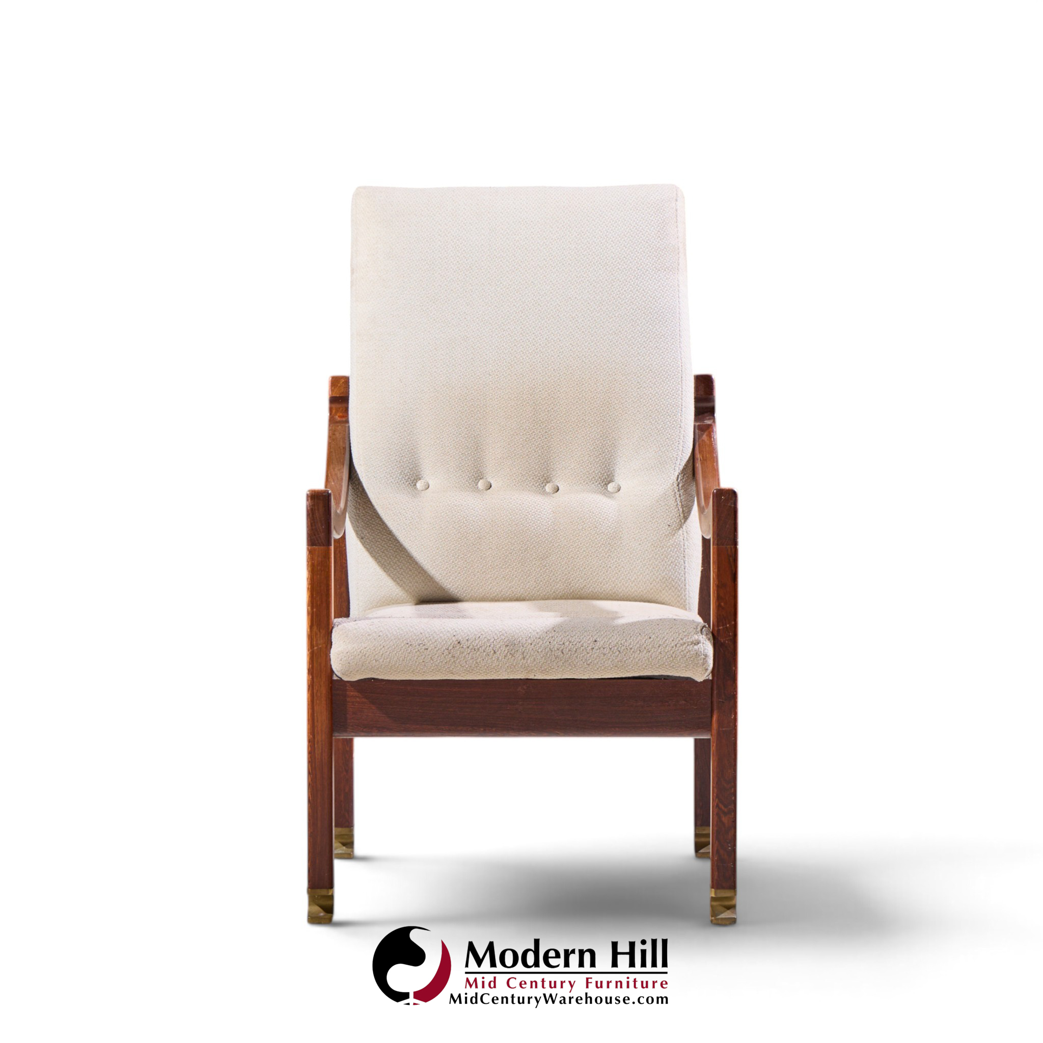 kofod larsen for selig megiddo queen of sheba mid century african wenge wood and brass chair