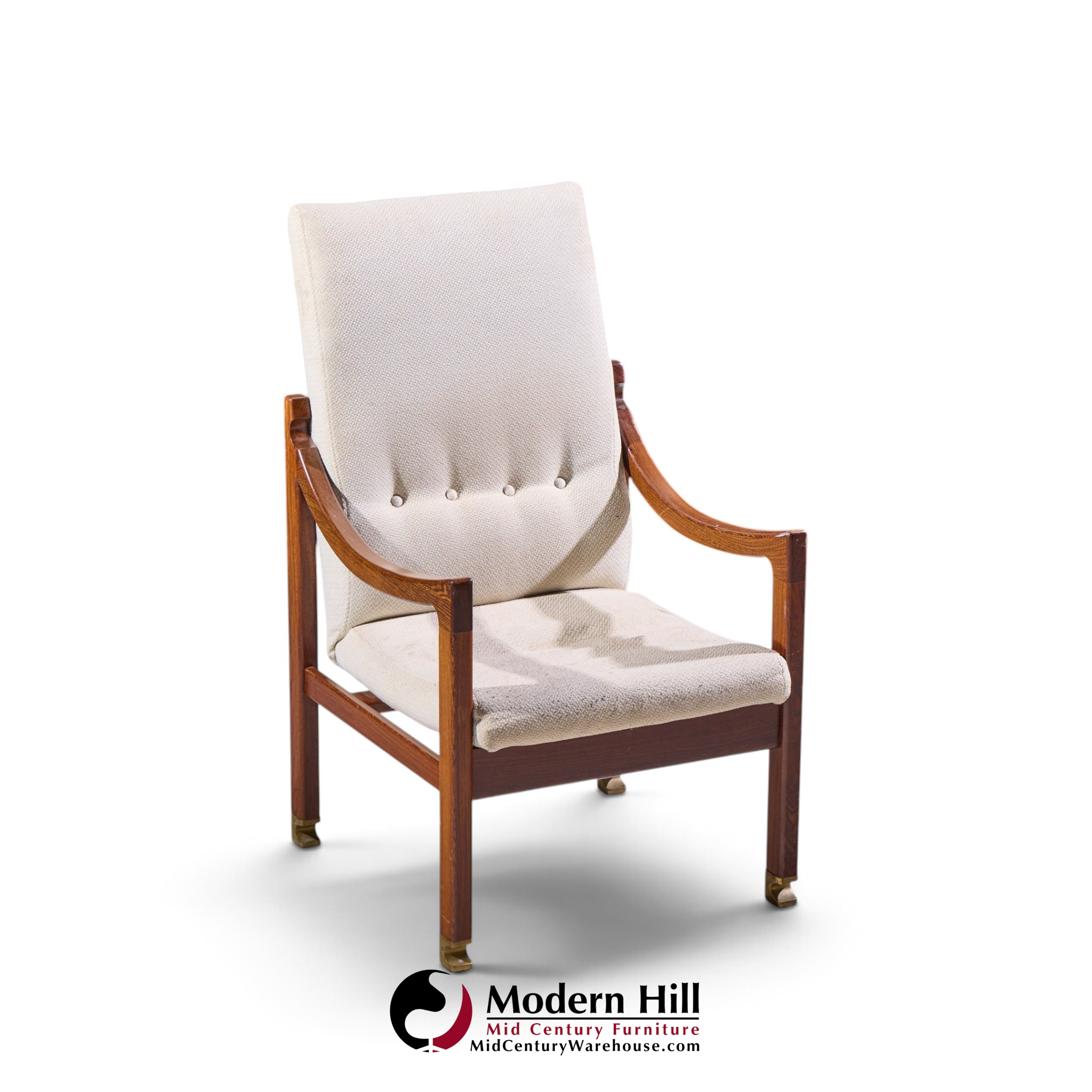 kofod larsen for selig megiddo queen of sheba mid century african wenge wood and brass chair