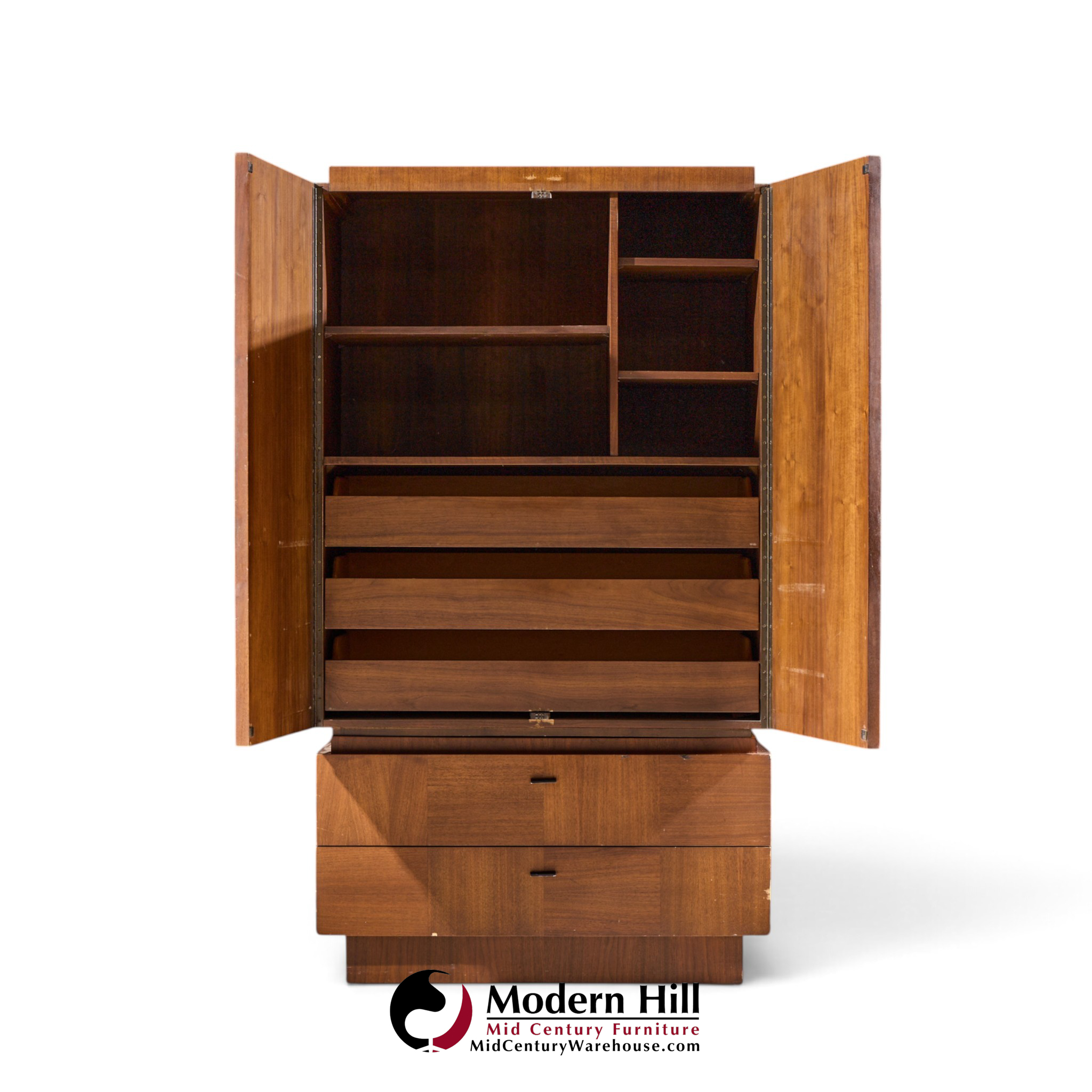 lane brutalist mid century walnut armoire dresser