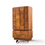 lane brutalist mid century walnut armoire dresser
