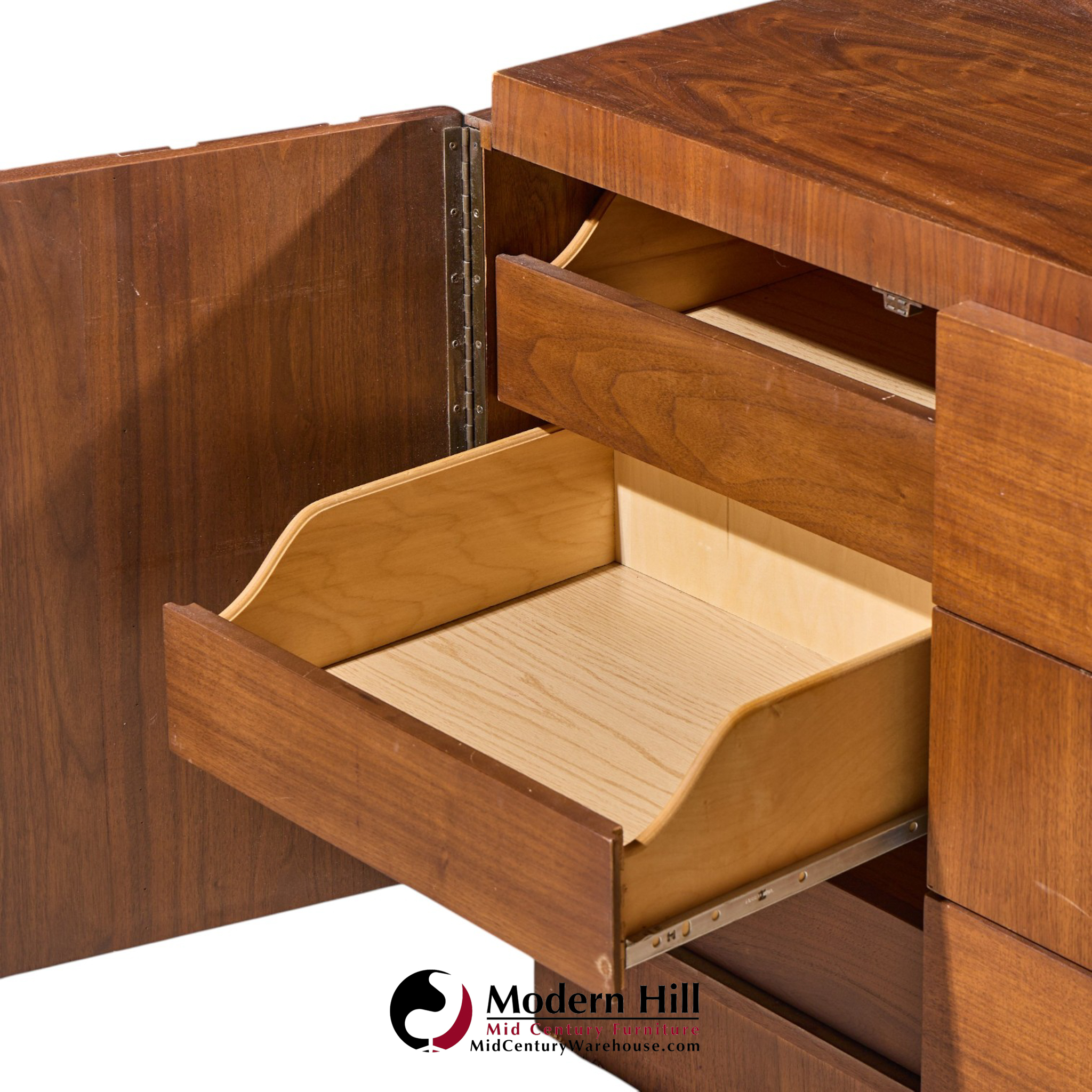 lane brutalist mid century walnut lowboy dresser