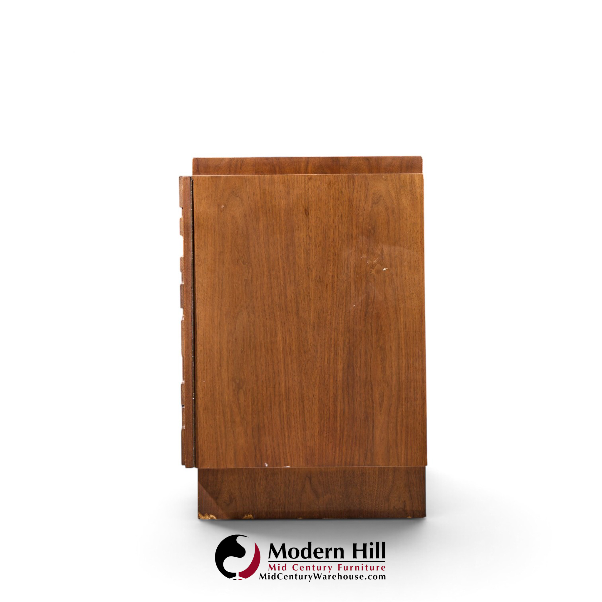 lane brutalist mid century walnut lowboy dresser