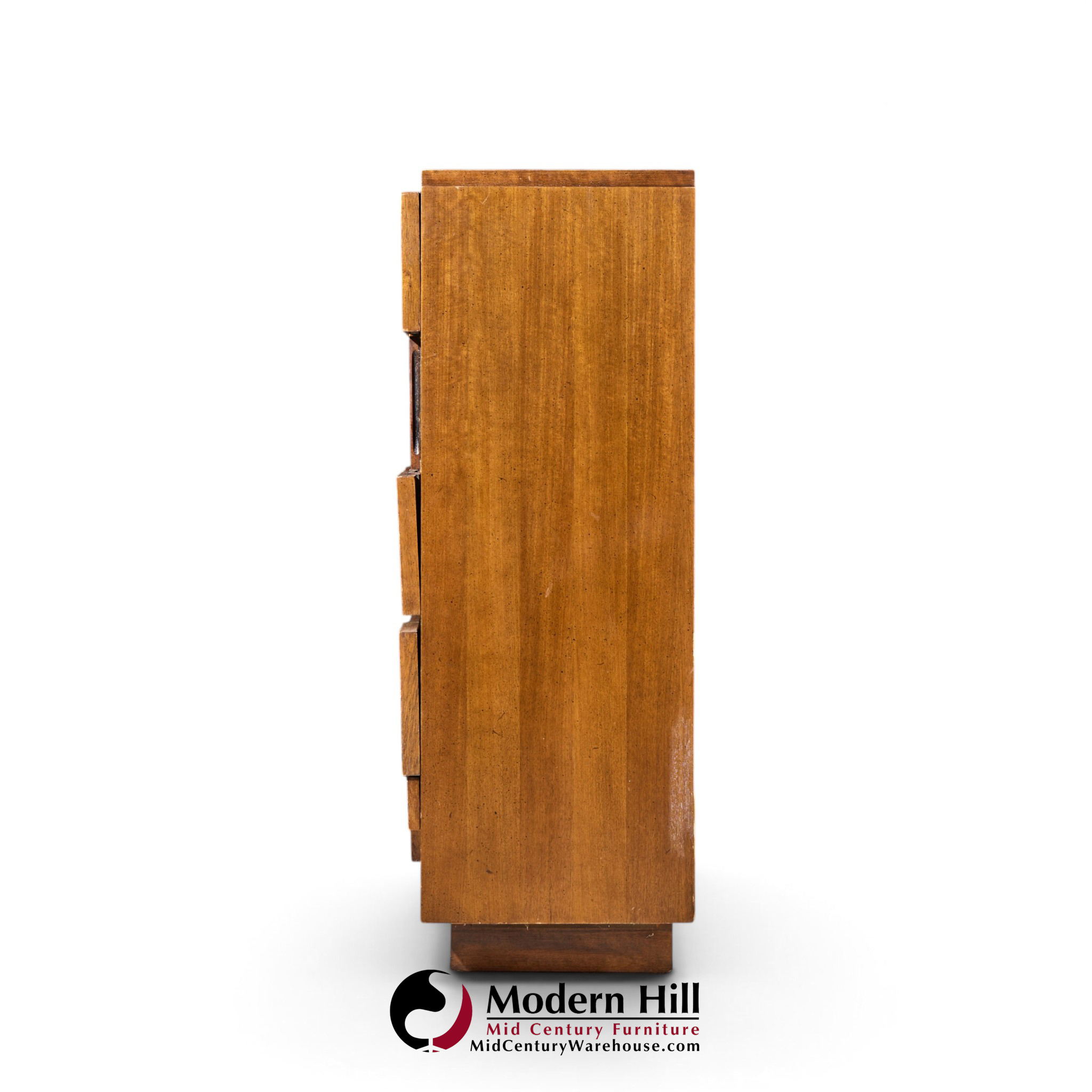 lane staccato brutalist mid century walnut highboy dresser