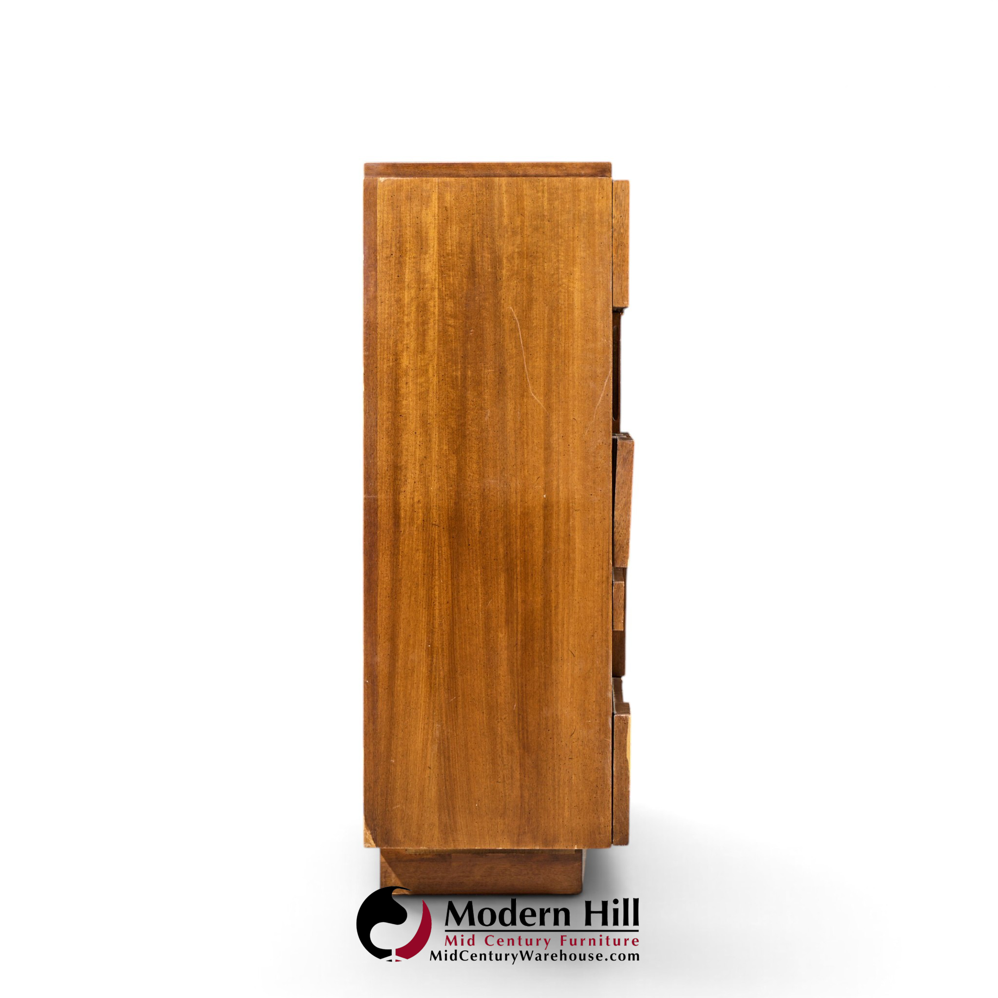 lane staccato brutalist mid century walnut highboy dresser