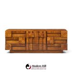 lane staccato brutalist mid century walnut lowboy dresser