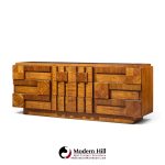 lane staccato brutalist mid century walnut lowboy dresser