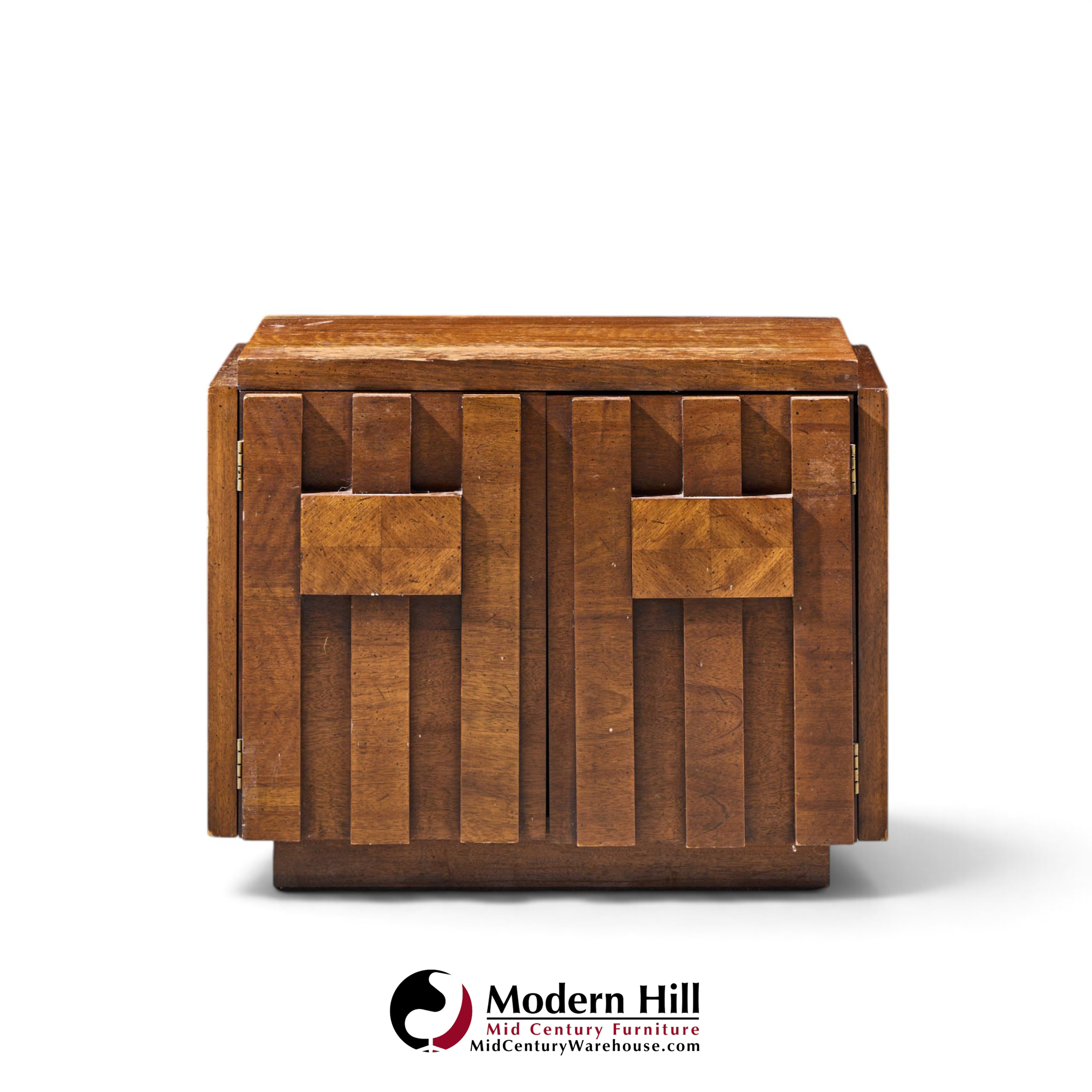 lane staccato brutalist mid century walnut nightstand