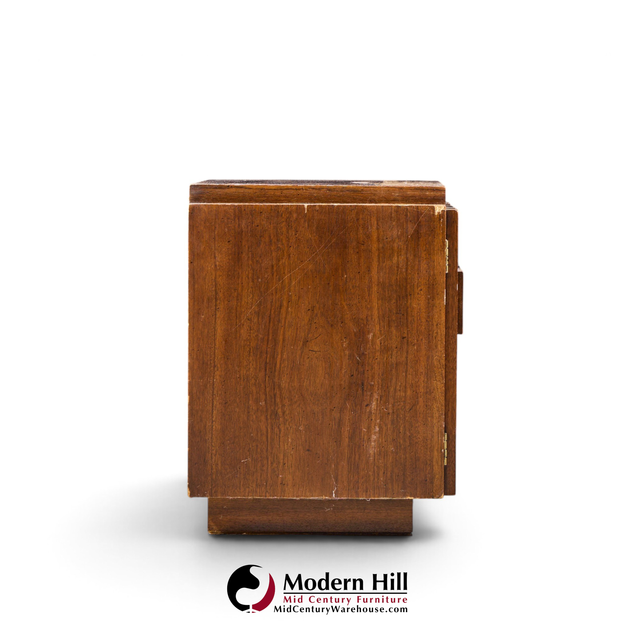 lane staccato brutalist mid century walnut nightstand