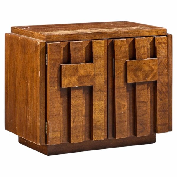 lane staccato brutalist mid century walnut nightstand