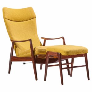 madsen & schubell ms20 mid century danish teak reclining lounge chair and ottoman