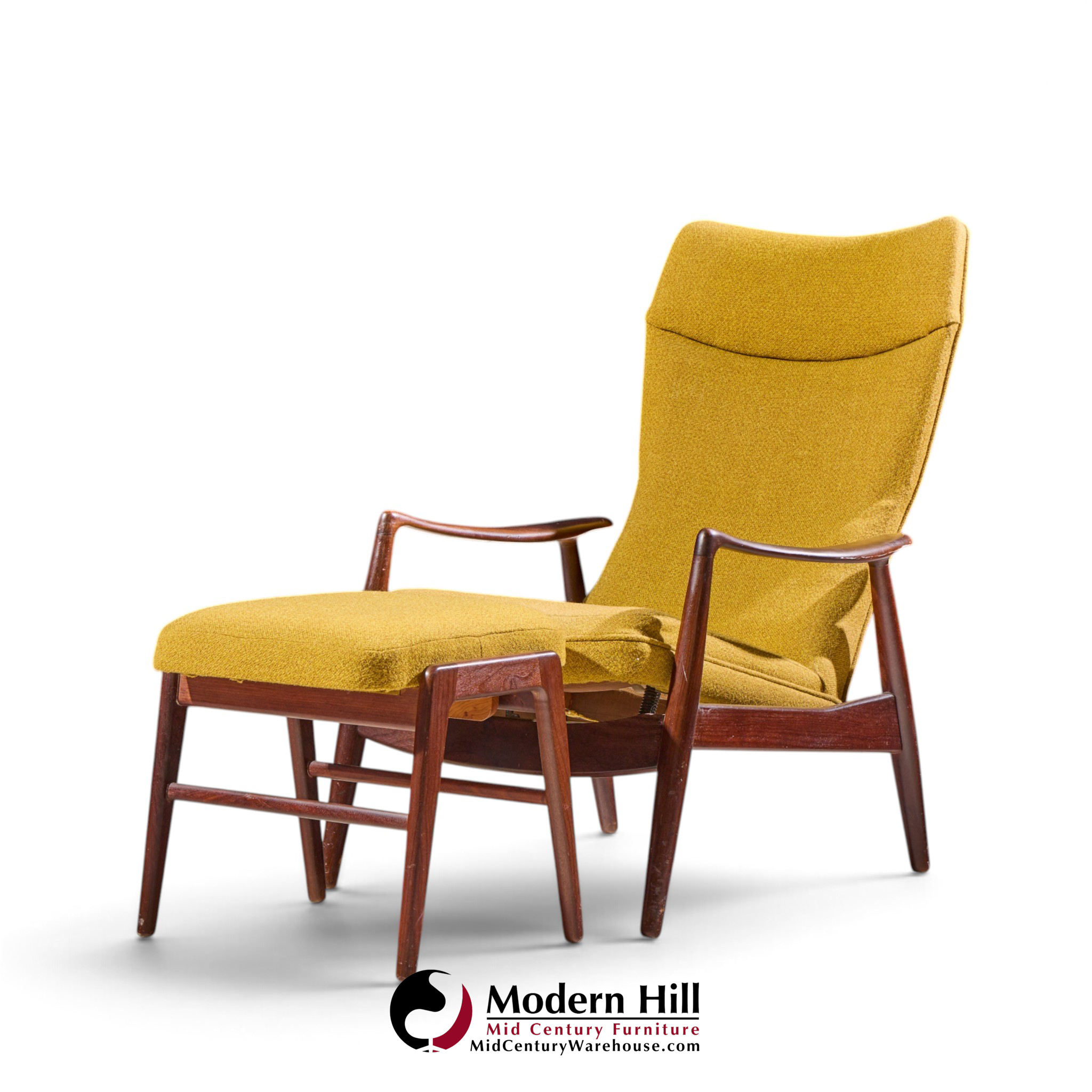 madsen & schubell ms20 mid century danish teak reclining lounge chair and ottoman