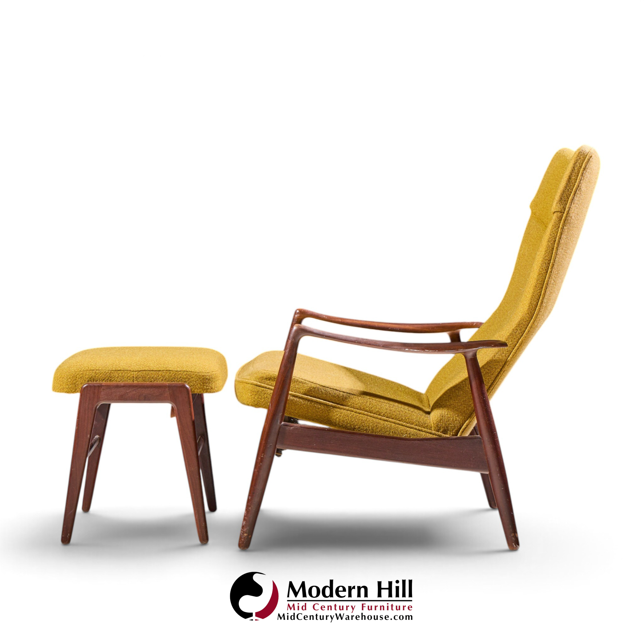 madsen & schubell ms20 mid century danish teak reclining lounge chair and ottoman