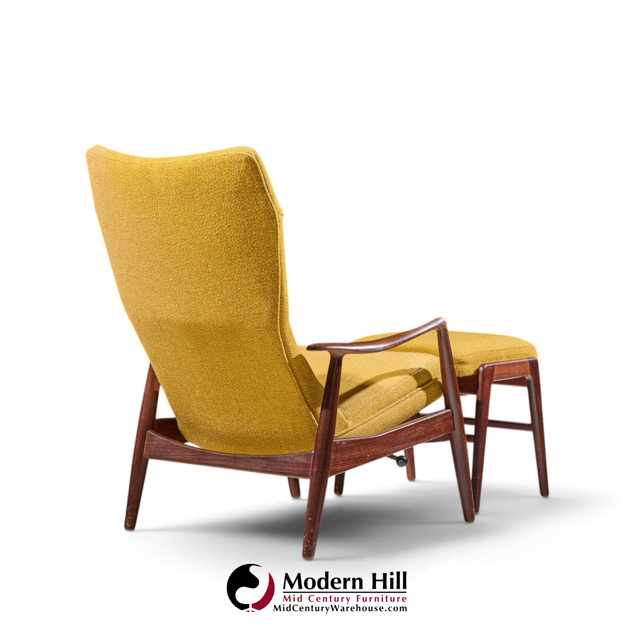madsen & schubell ms20 mid century danish teak reclining lounge chair and ottoman