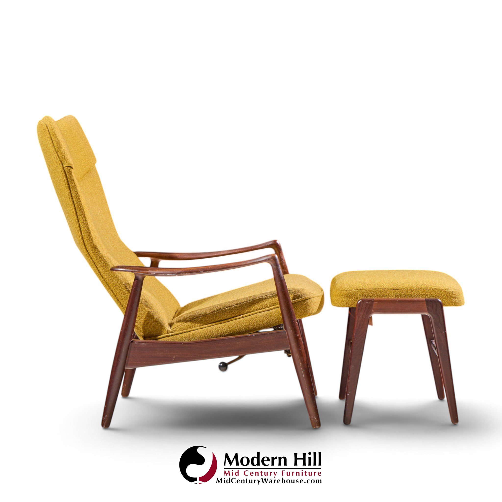 madsen & schubell ms20 mid century danish teak reclining lounge chair and ottoman