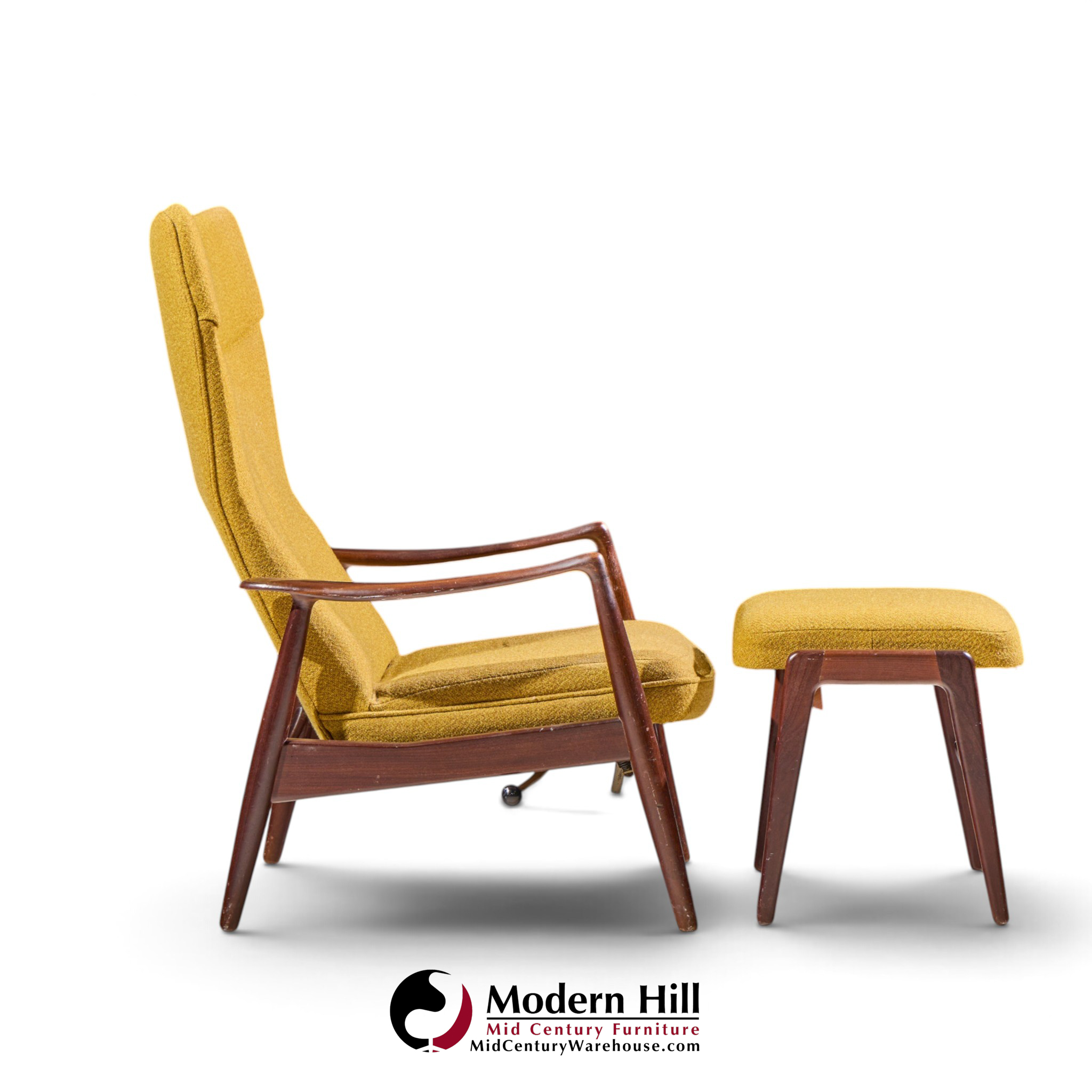 madsen & schubell ms20 mid century danish teak reclining lounge chair and ottoman