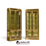 mastercraft mid century brass vitrines cabinet - pair