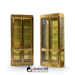 mastercraft mid century brass vitrines cabinet - pair