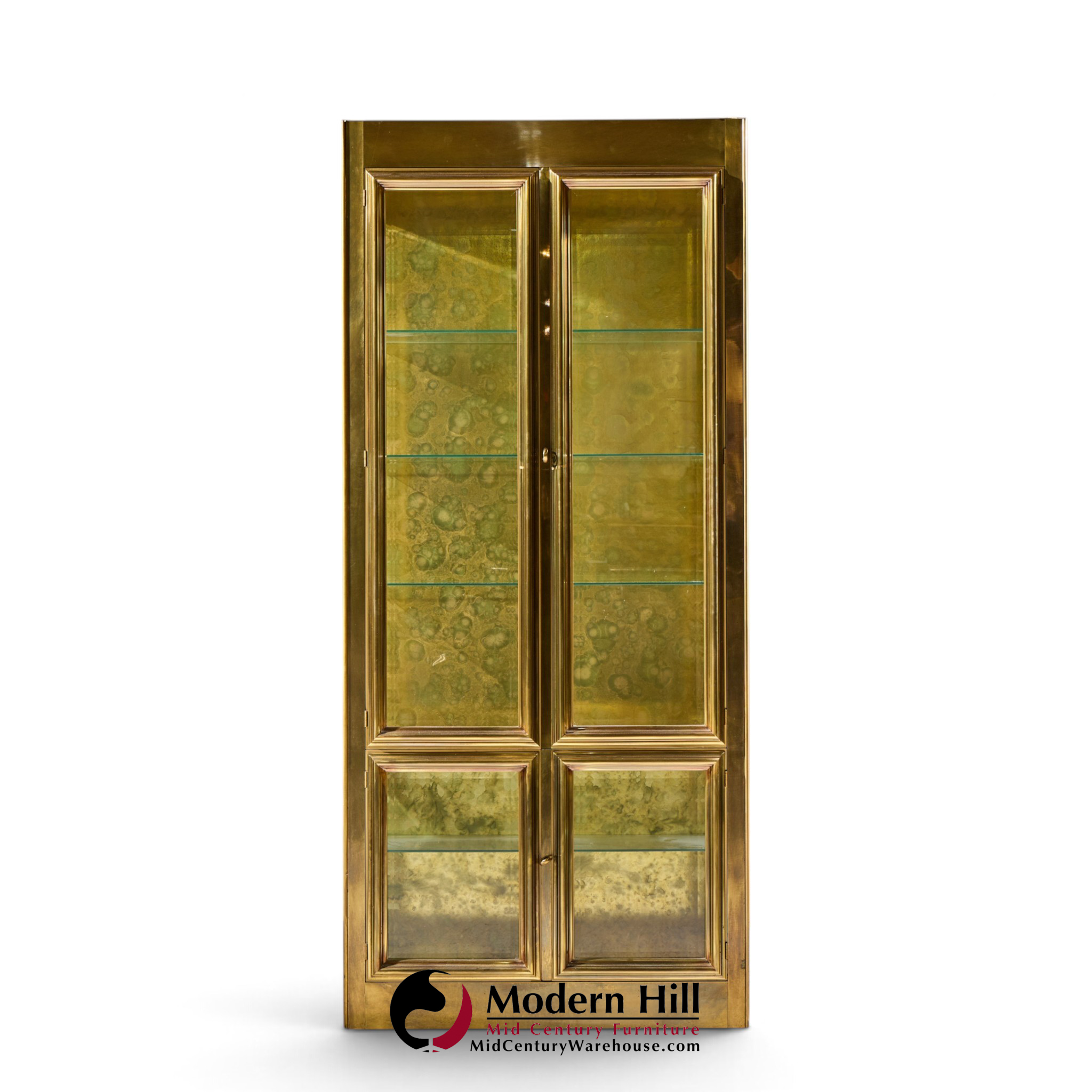 mastercraft mid century brass vitrines cabinet - pair