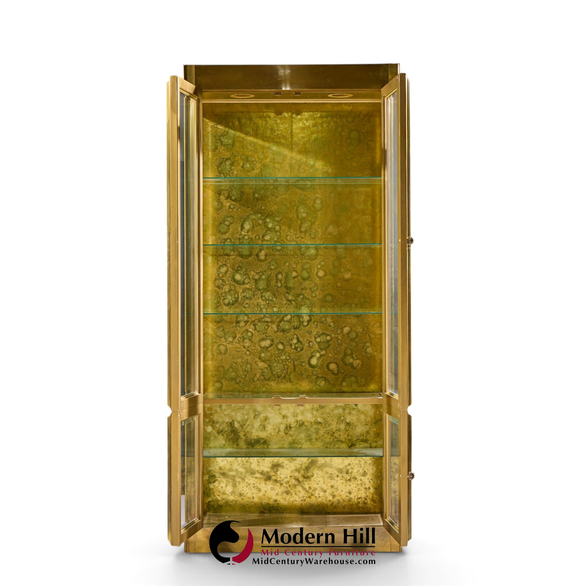 mastercraft mid century brass vitrines cabinet - pair