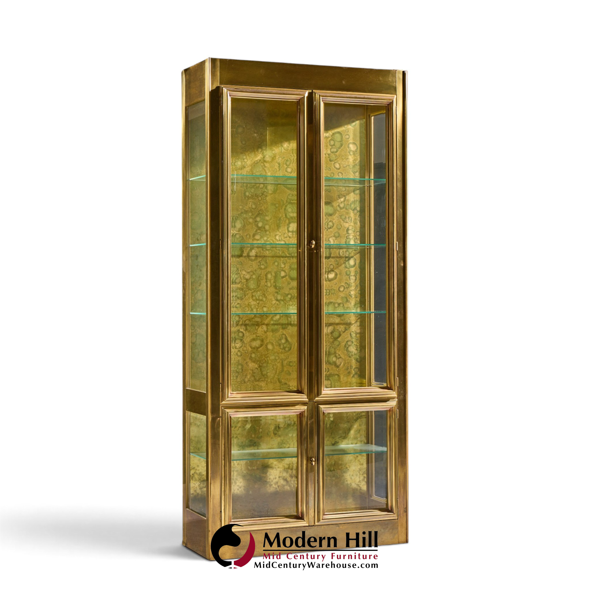 mastercraft mid century brass vitrines cabinet - pair