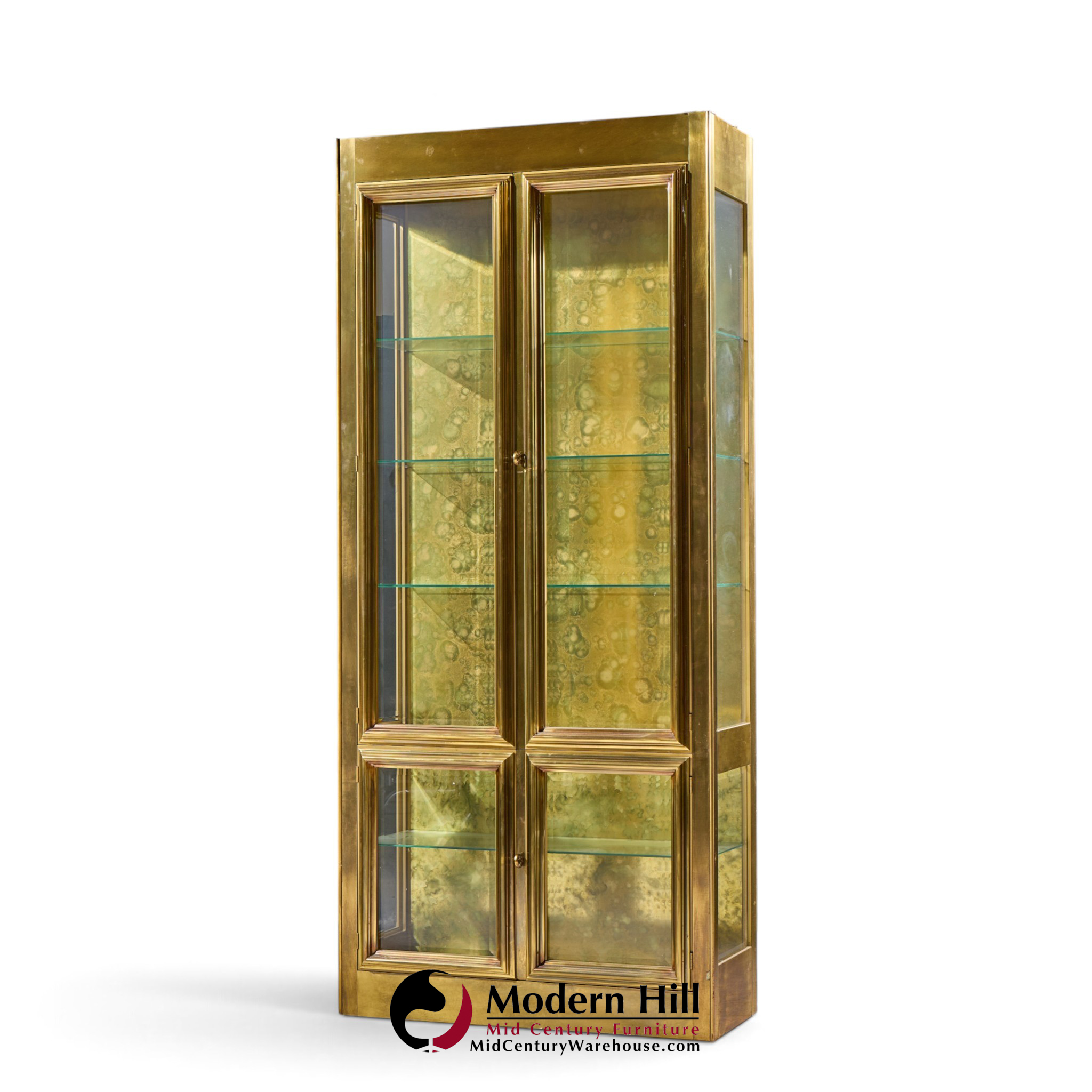 mastercraft mid century brass vitrines cabinet - pair