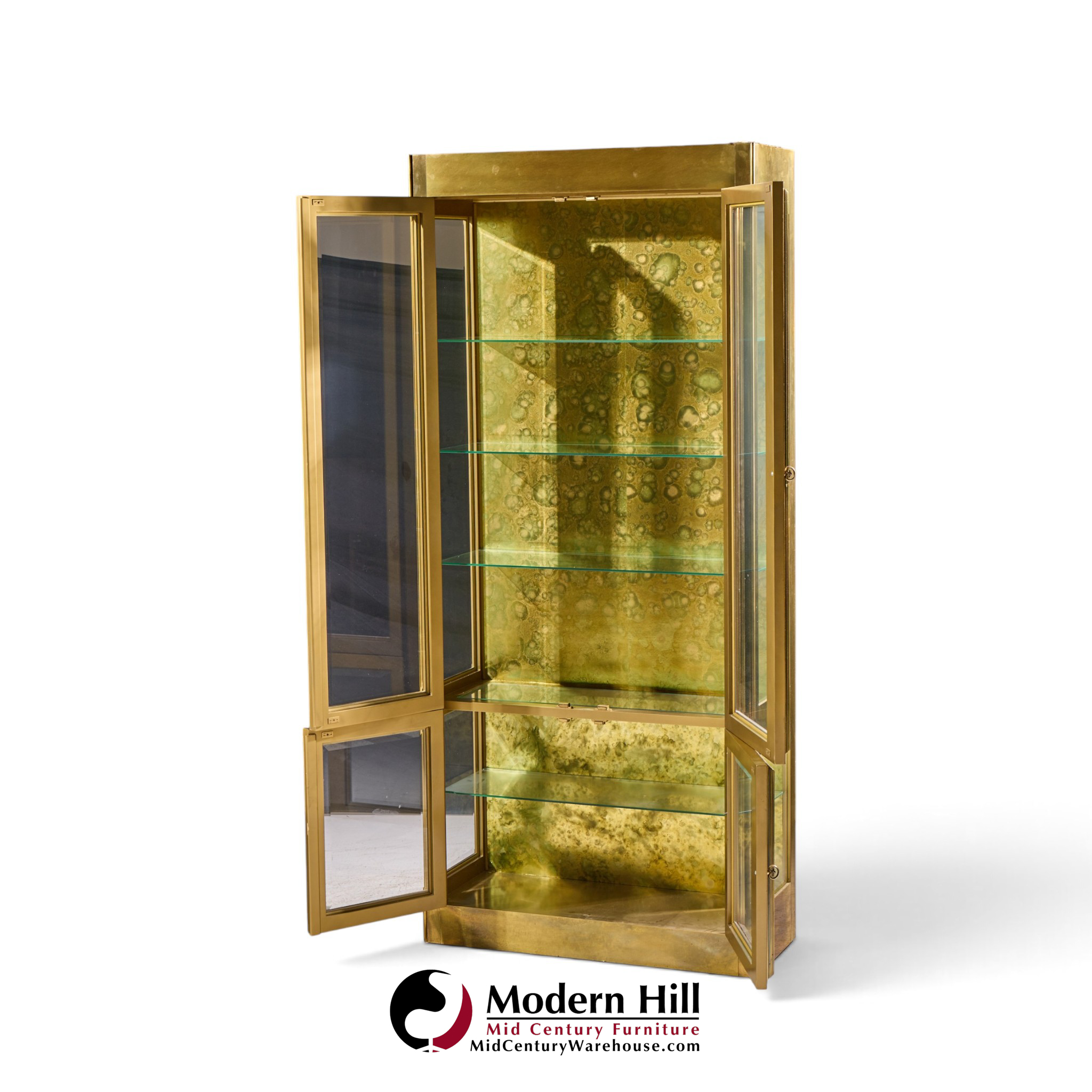 mastercraft mid century brass vitrines cabinet - pair