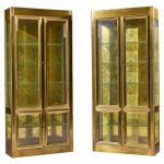 mastercraft mid century brass vitrines cabinet - pair